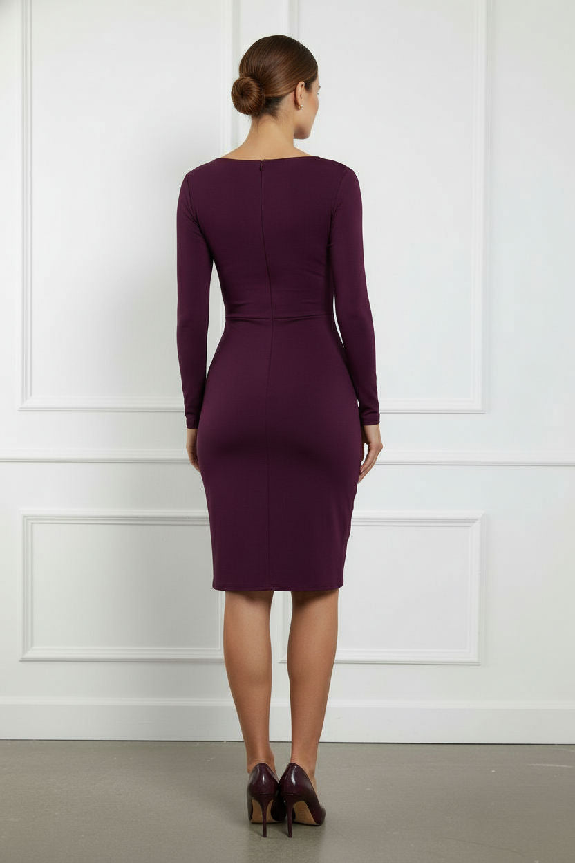 Aoife Long Sleeved Bodycon Dress - Burgundy