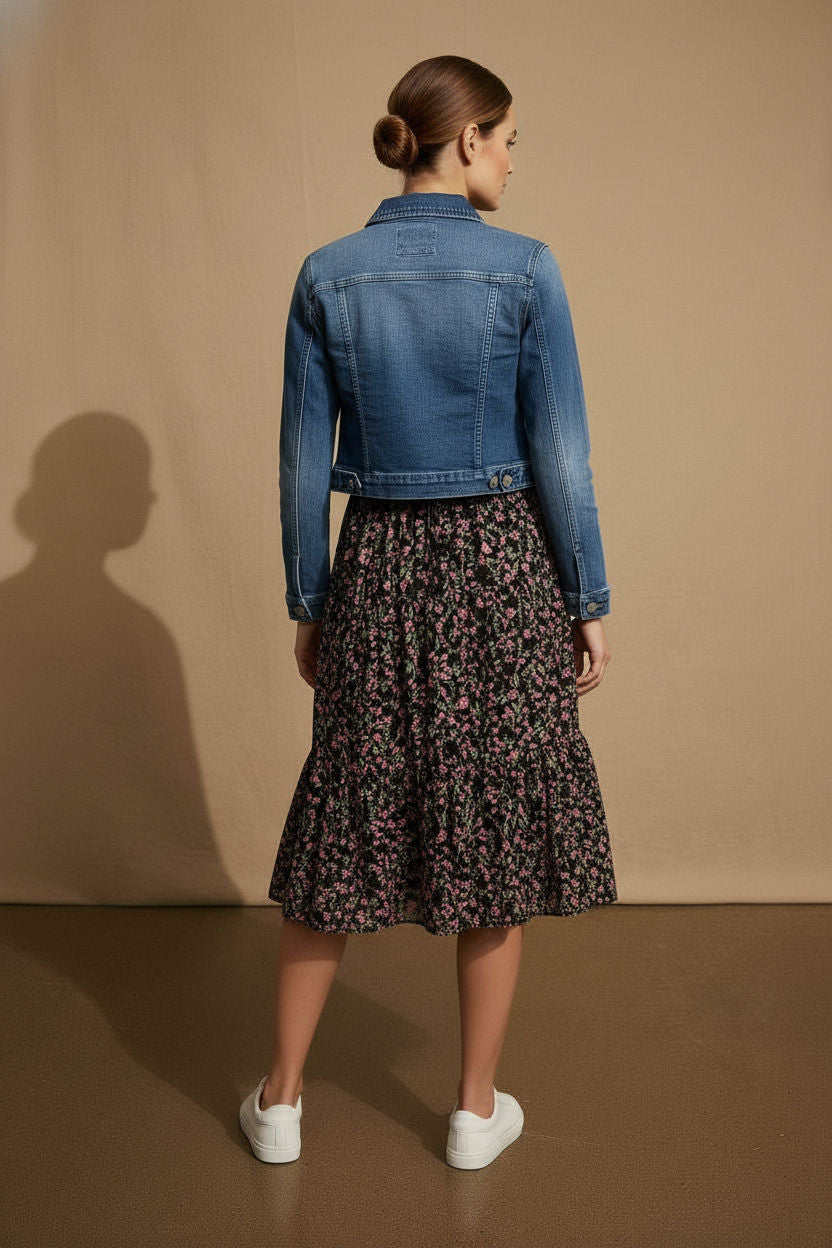 Jenny Crop Denim Jacket - Blue