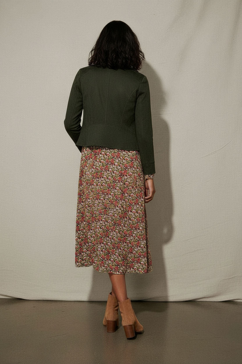 Ely Light Crop Suede Jacket - Dark Green
