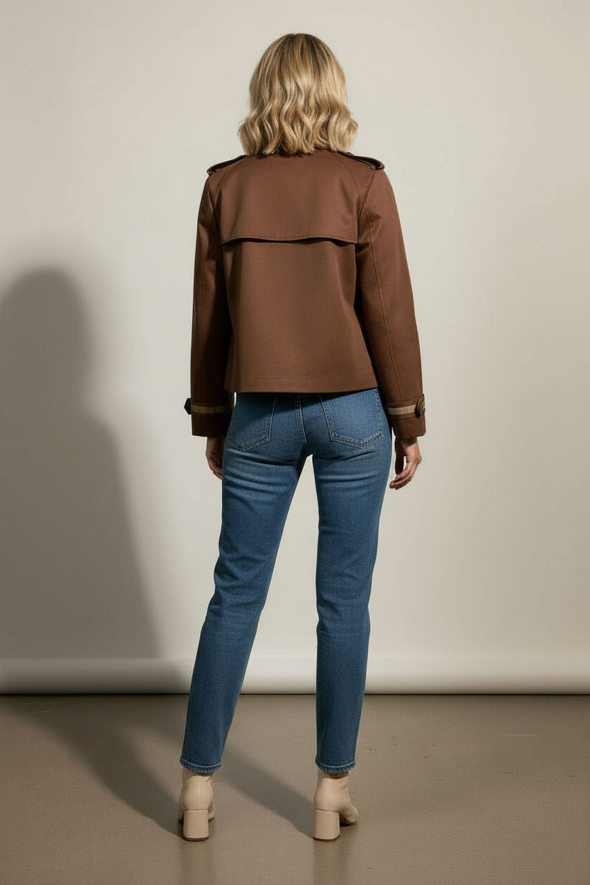 Ciara Button Down Midi Trench Coat - Brown