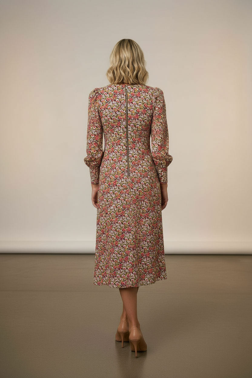 Adele Floral Print Midi Dress with Slit