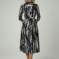 Kelly Maxi Pattern Shirt Dress with Pockets - Black and White