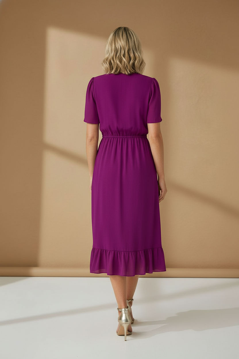 Sonya Ruffle Dress - Magenta