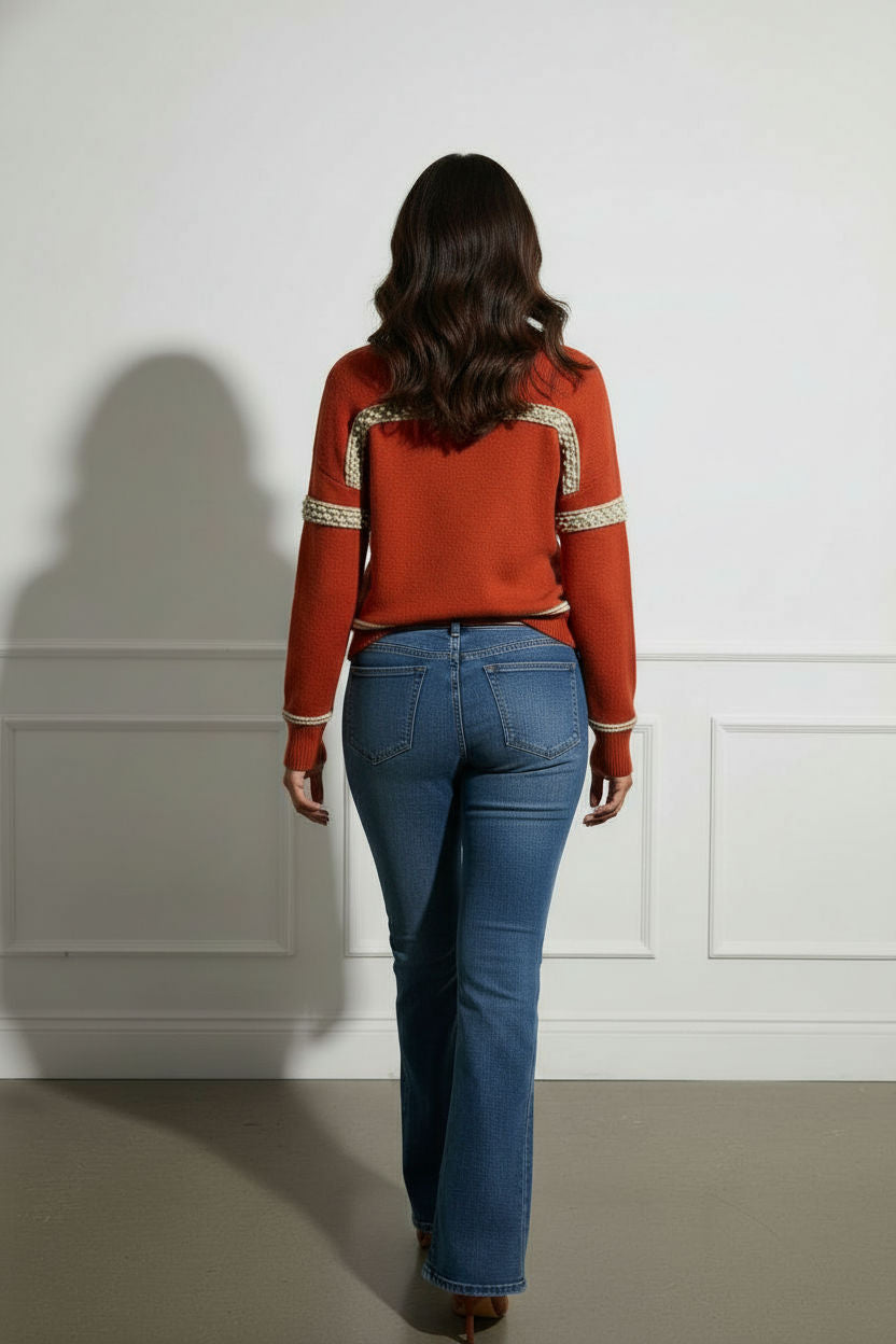 Rust Jumper with Pearl Detail