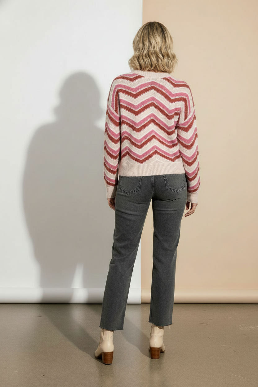 Kitty Striped Jumper - Pink