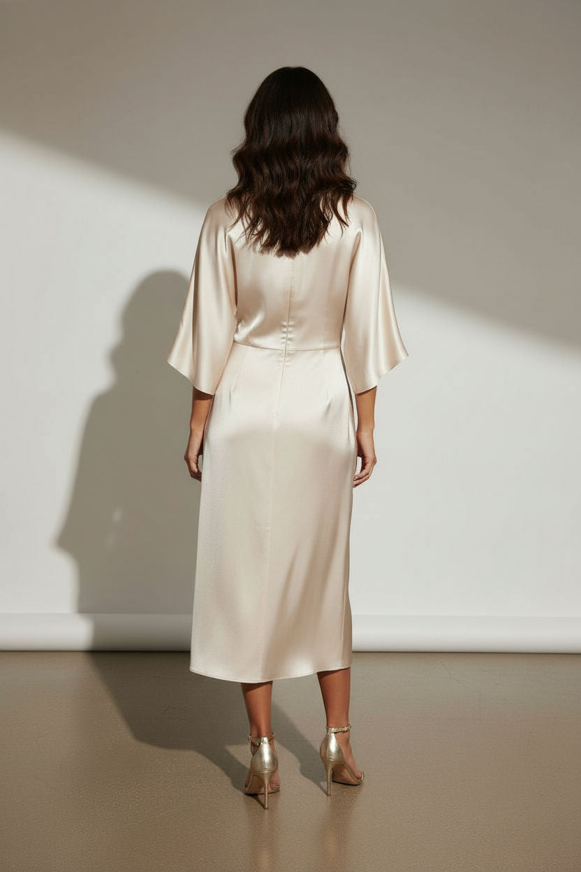 Dorah Satin Maxi Dress - Beige
