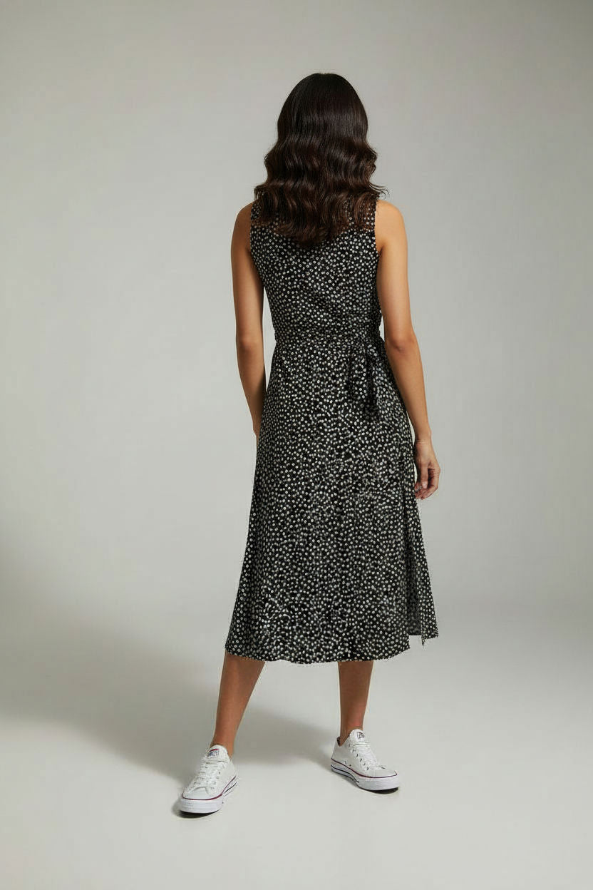 Lucy Floral Print Dress - Black