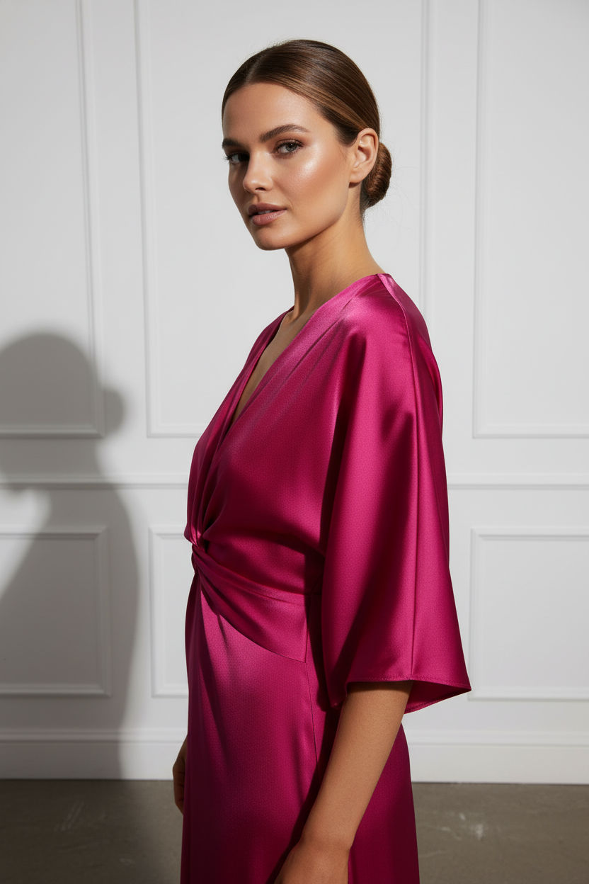 Dorah Satin Maxi Dress - Fuchsia