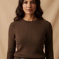 Suzan Long Sleeved Pattern Knit Top - Brown
