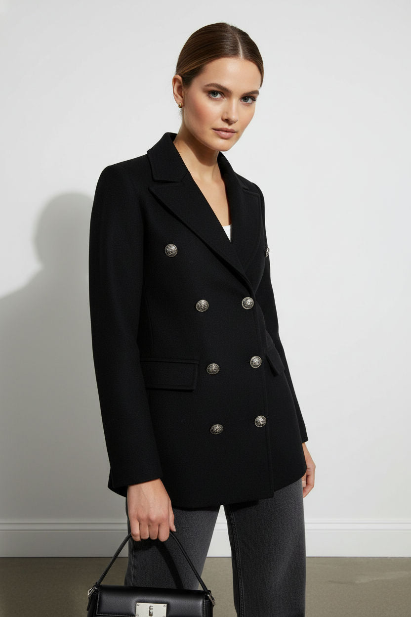 Nicole Button Down Coat - Black