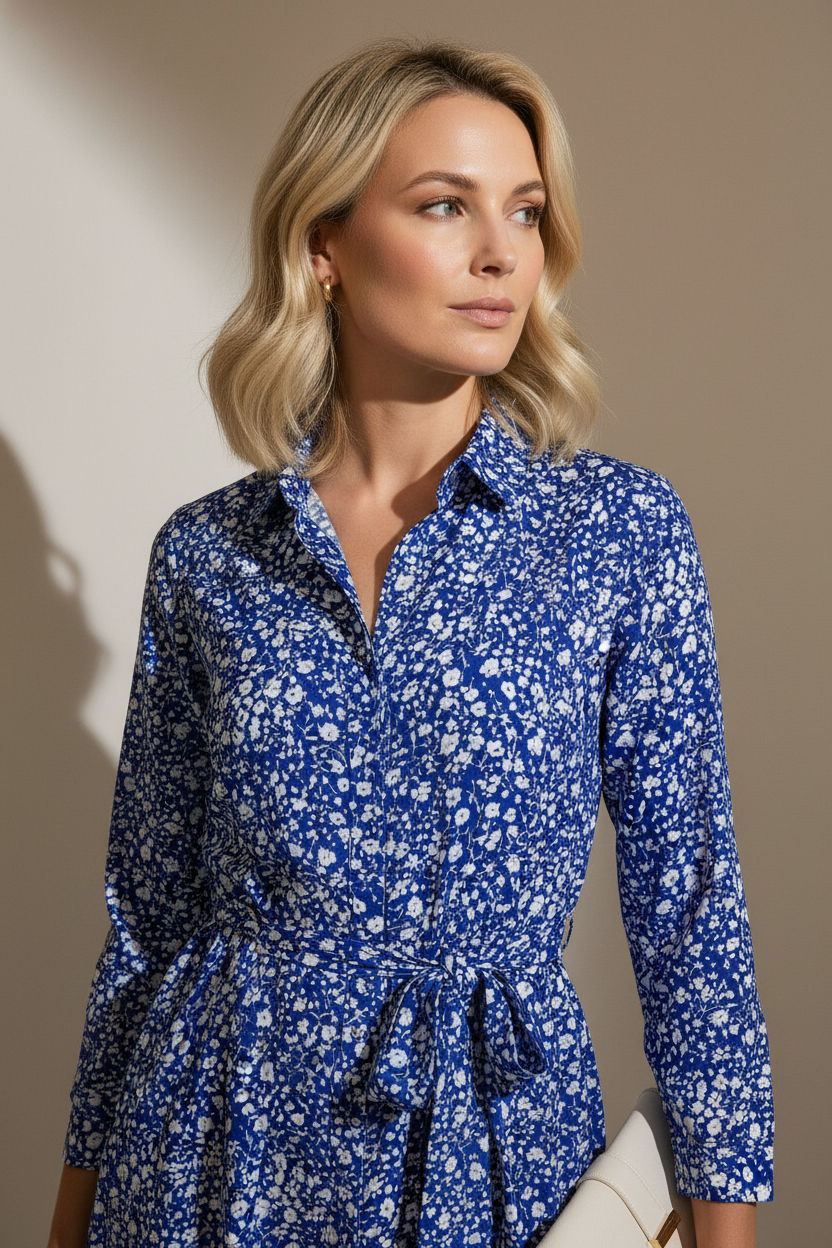 Stacey Blue Button Up Dress