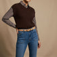 Nicole two-in-one vest and stripped shirt - Brown