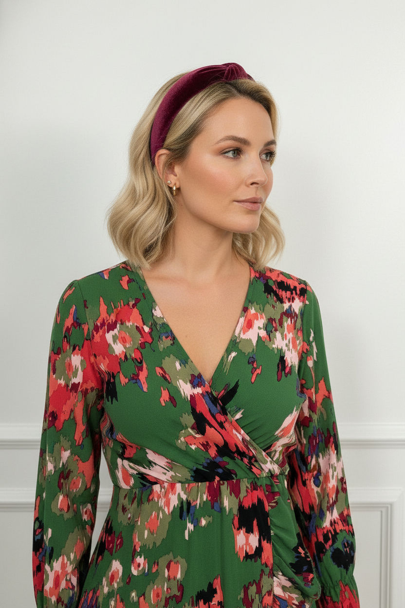 Lunna Ruffle Printed Dress - Green