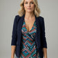 Sinead Slim Open Blazer with Ruched Sleeves - Navy