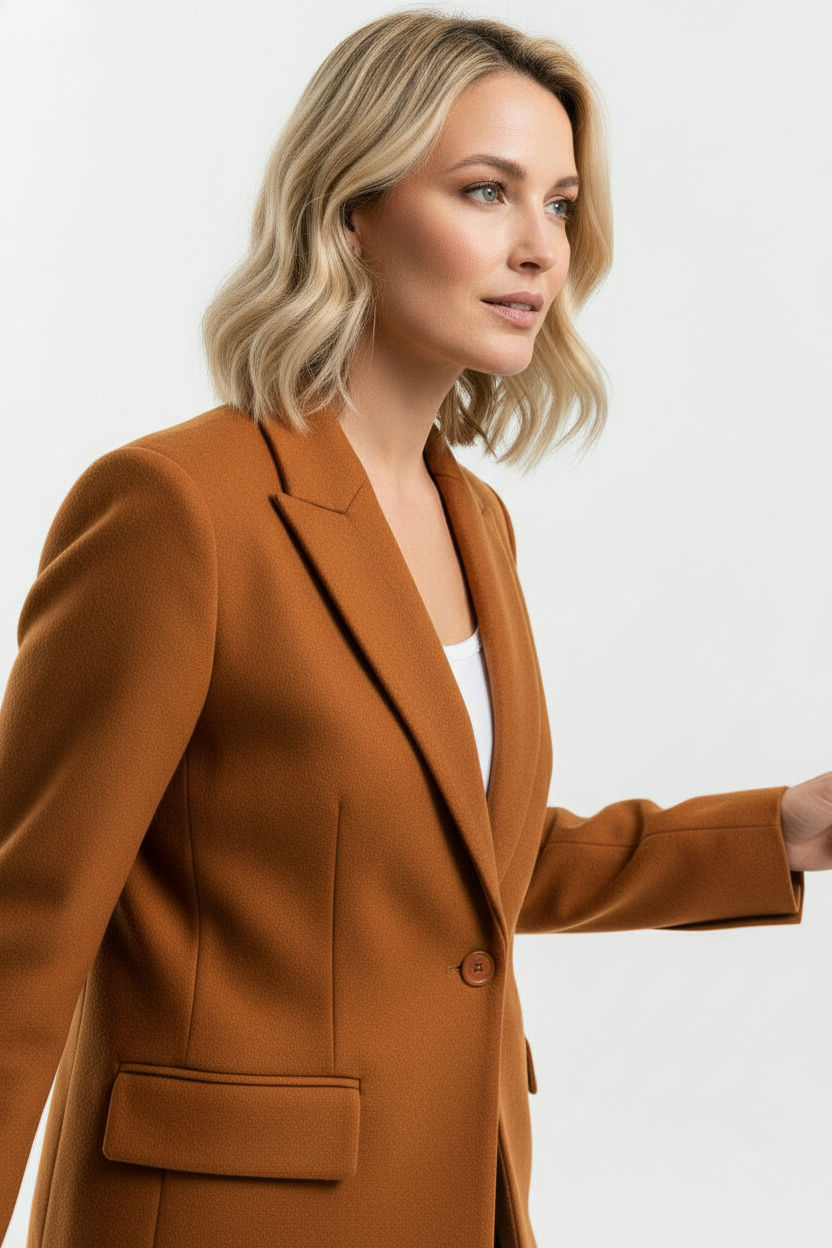 Luna Single Button Coat - Camel