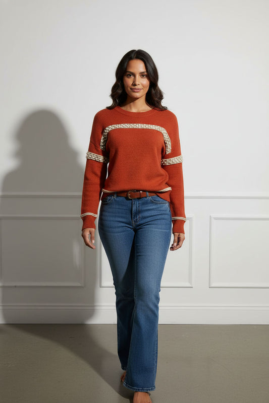 Rust Jumper with Pearl Detail