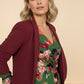 Jane Ruched Sleeve Blazer - Burgundy