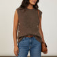 Monica Sleeveless Side Buttons Knit - Brown