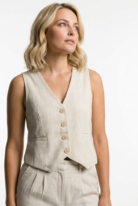 Daisy Tailored Vest - Beige