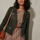 Ely Light Crop Suede Jacket - Dark Green