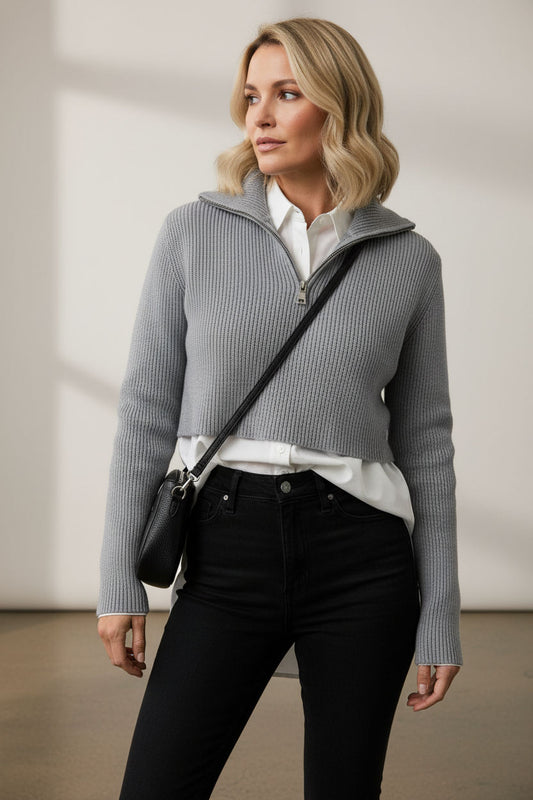 Tanya All In One Knit & Shirt - Grey
