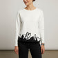 Brenda Heart Detail Long Sleeved Blouse- Ecru
