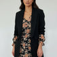 Annie  Longline Blazer with Ruched Sleeves - Black