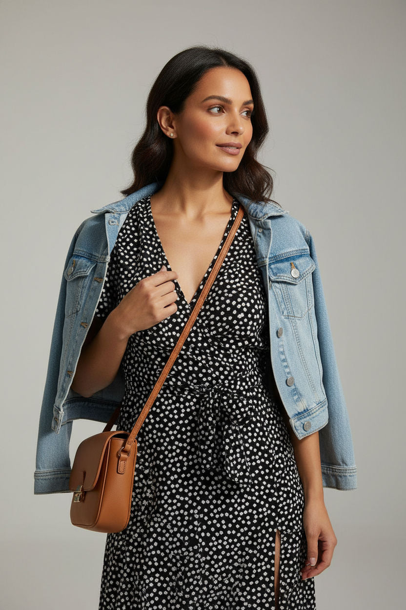 Lucy Floral Print Dress - Black