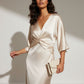 Dorah Satin Maxi Dress - Beige