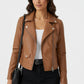 Siobhan Crop Faux Leather Jacket - Brown