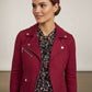 Vivi Light Crop Suede Jacket - Burgundy