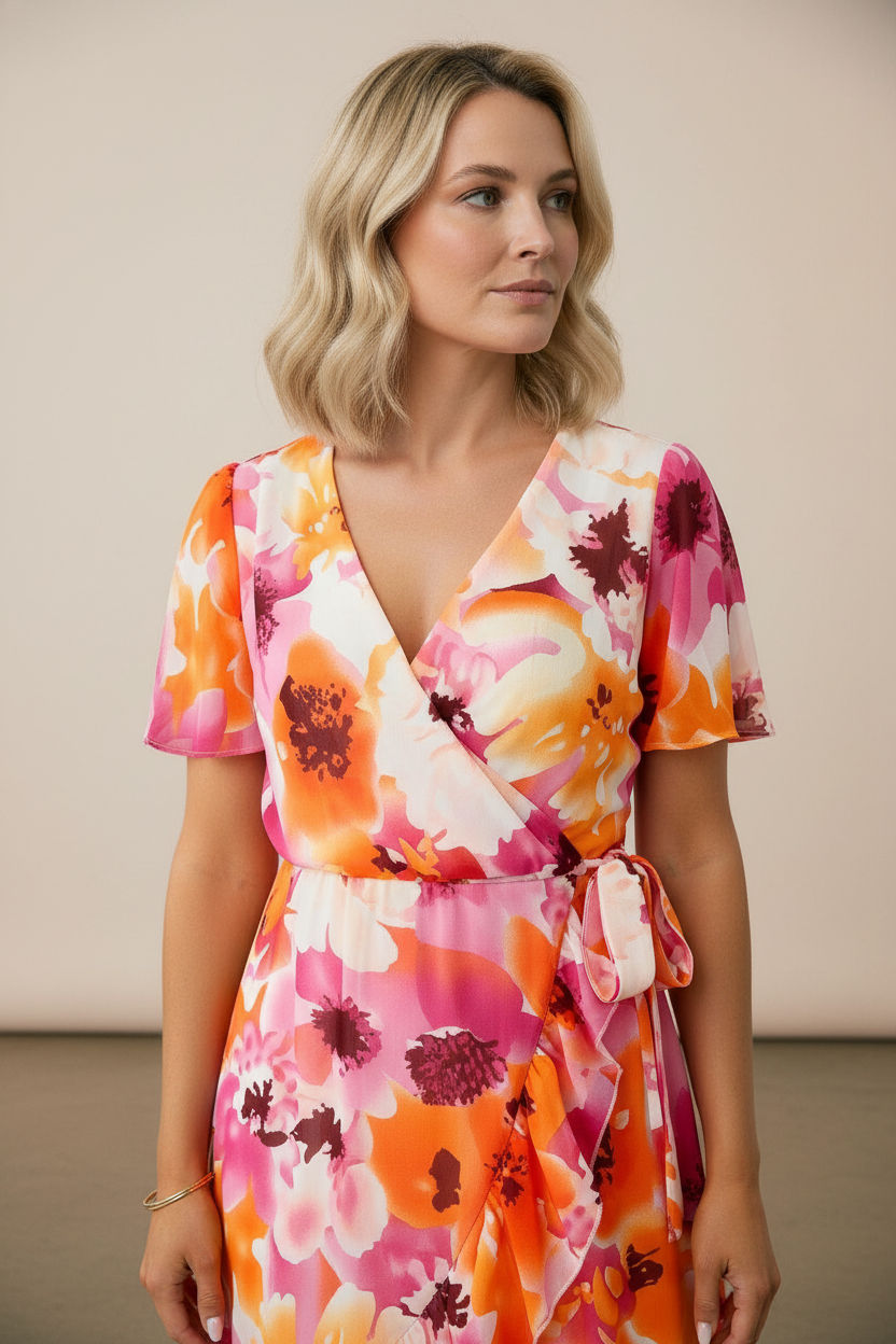 Shona Floral Ruffle Midi Dress