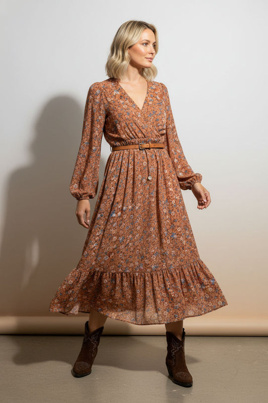 Nicole Floral Dress - Orange