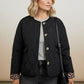 Emily Puffer Jacket with Pockets and Animal Print Details - Black