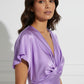 Lorna Satin Midi Dress - Purple