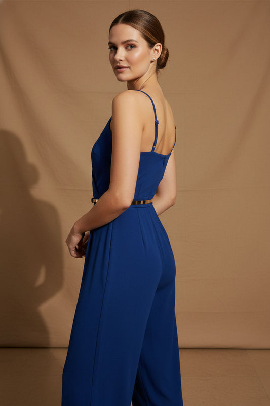 Mia V Neck Spaghetti Strap Jumpsuit - Navy