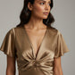 Lorna Satin Midi Dress - Gold