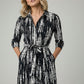 Kelly Maxi Pattern Shirt Dress with Pockets - Black and White