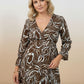 Anne Printed Midi Dress - Blue and Brown