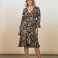 Anne Printed Midi Dress - Blue and Brown