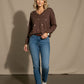 Sofia Heart Print Knit Top - Brown