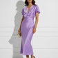 Lorna Satin Midi Dress - Purple