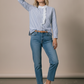 Liz Striped Shirt with Broderie Details - Blue