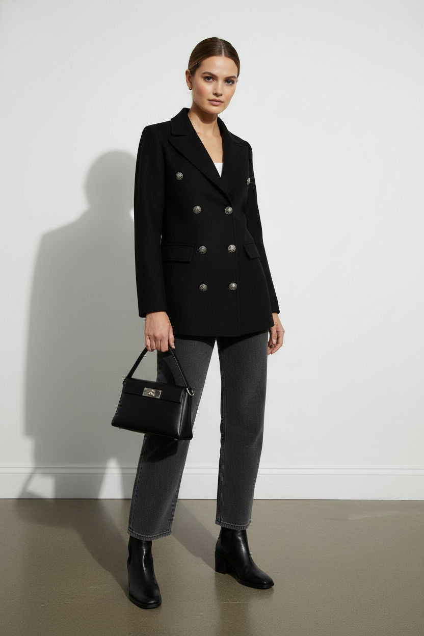 Nicole Button Down Coat - Black