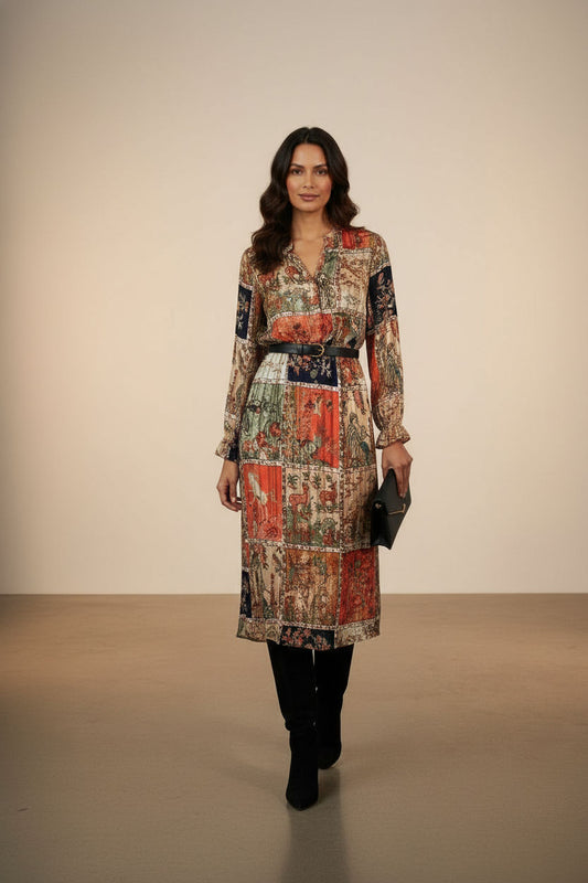 Lucia Printed Dress - Orange