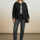 Emily Puffer Jacket with Pockets and Animal Print Details - Black