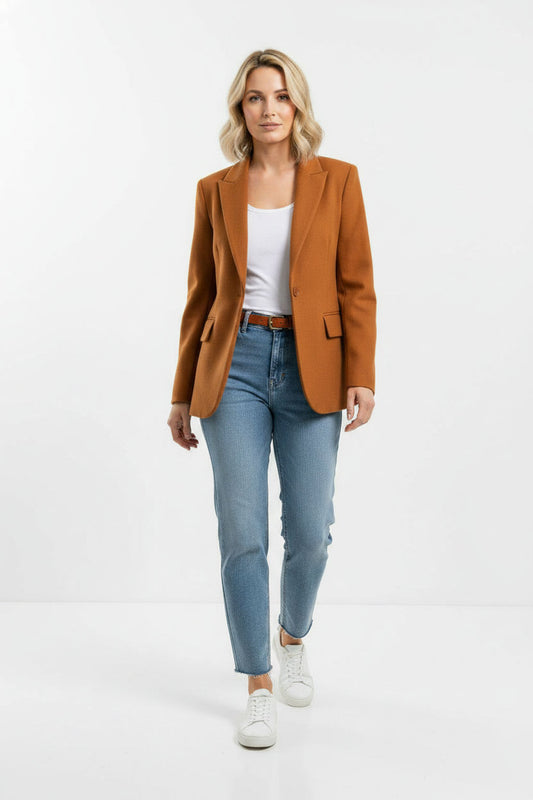 Luna Single Button Coat - Camel