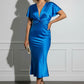 Lorna Satin Midi Dress - Royal Blue