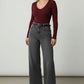 Anne Long Sleeved Pattern Top - Burgundy