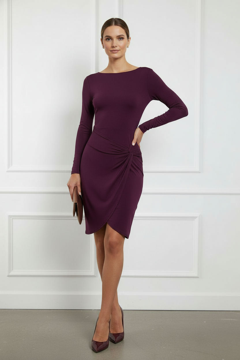 Aoife Long Sleeved Bodycon Dress - Burgundy